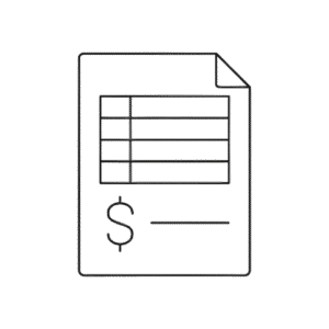 Dokument z tabelą i symbolem dolara